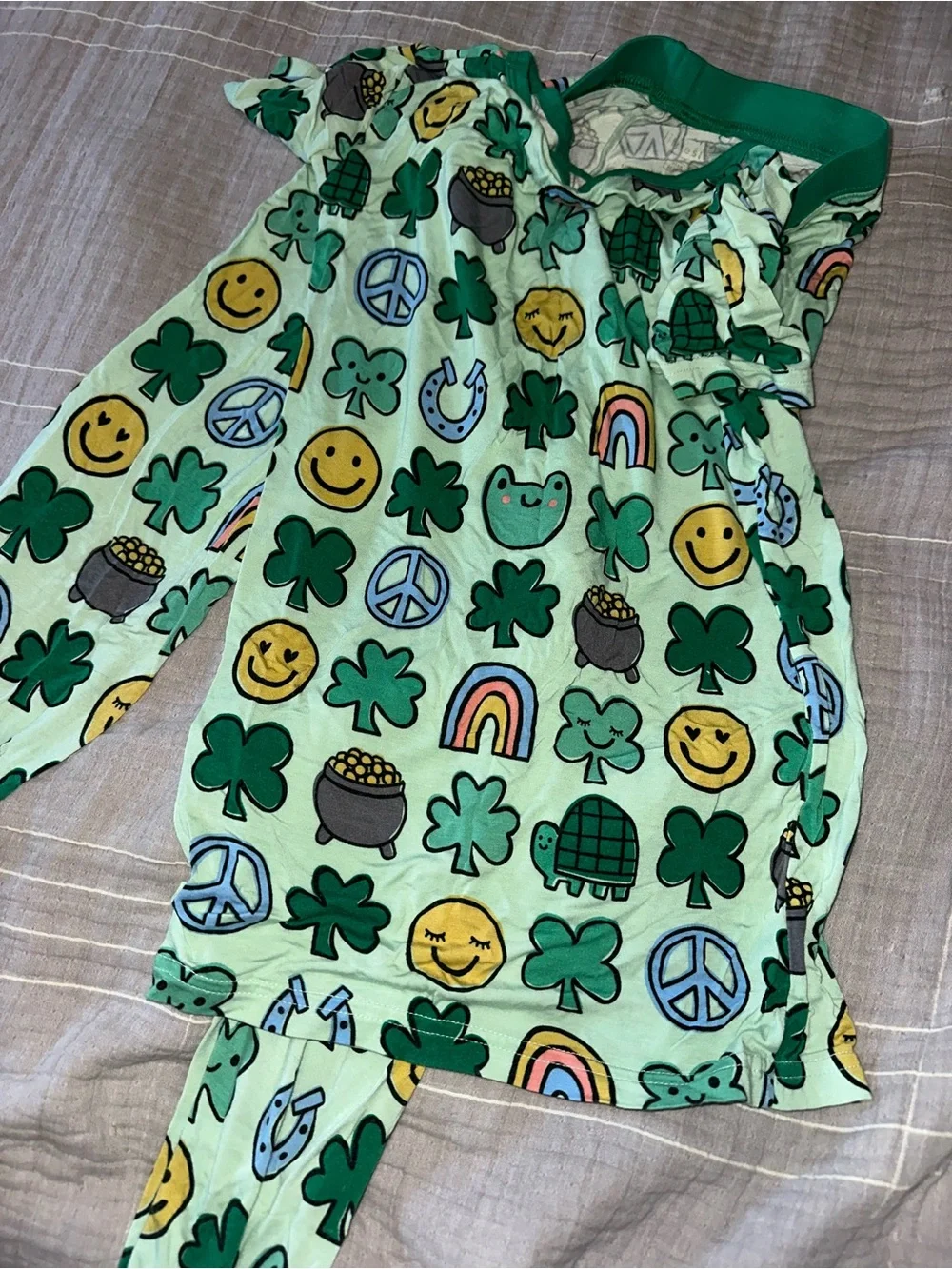 Little Sleepies Green Shamrocks & Rainbows Pajama Set